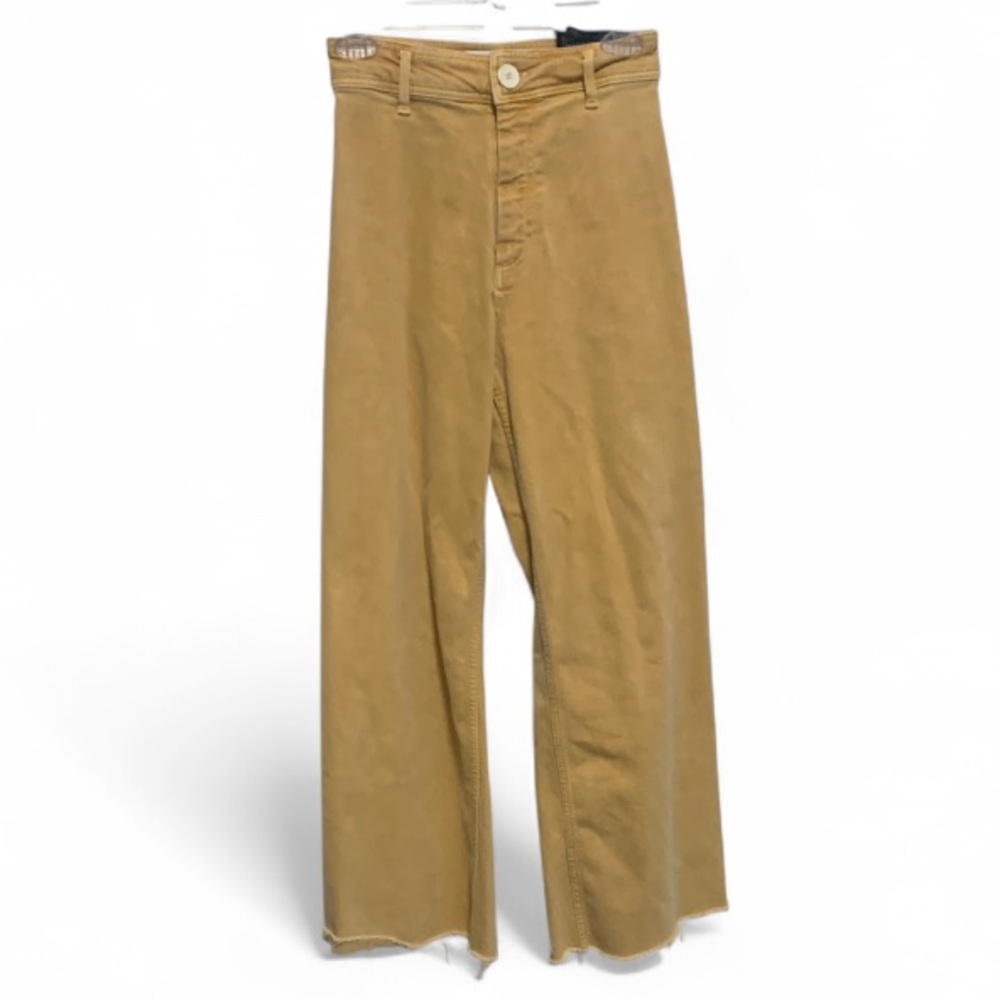 Zara Wide Leg Flare Jeans in Mustard Tan